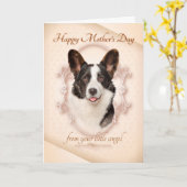 Funny Corgi-Moederdag Kaart (Gele Bloem)