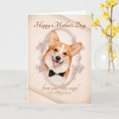 Funny Corgi-Moederdag Kaart (Gele Bloem)