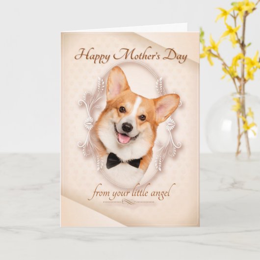 Funny Corgi-Moederdag Kaart (Gele Bloem)