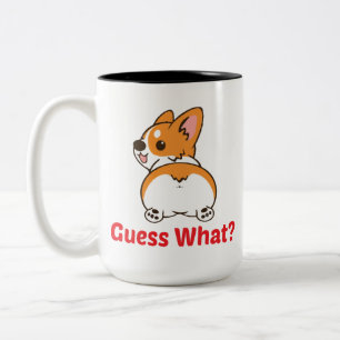 Funny Corgi Mok, raad eens? Corgi Butt. Tweekleurige Koffiemok