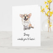 Funny Corgi op maat gesneden vaders dagkaart Kaart (Gele Bloem)