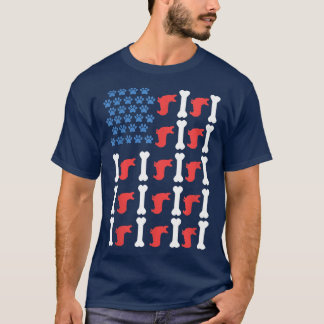 Funny Corgi Paws Flag American USA Hondenliefhebbe T-shirt