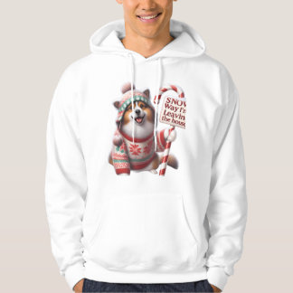 Funny Corgi/Pomeranian Dog in Sweater: "Snow Way!" Hoodie