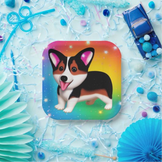 Funny Corgi Puppy Dog Papieren Bordje (Feest)