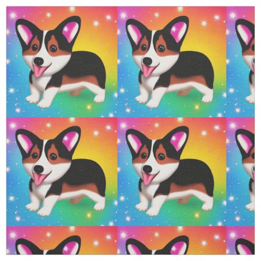 Funny Corgi Puppy Dog Stof (Swatch)