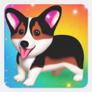 Funny Corgi Puppy Dog Vierkante Sticker