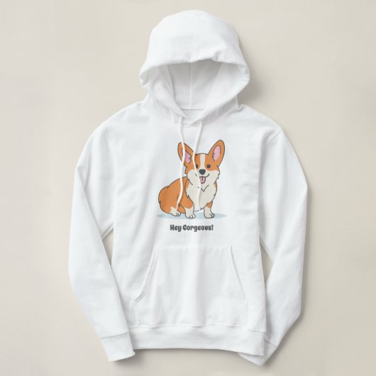 Funny Corgi Puppy - Hey Corgood Dog Illustratie Hoodie (Design voorkant)