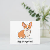 Funny Corgi Puppy - Hey Cornap Briefkaart (Staand voorkant)