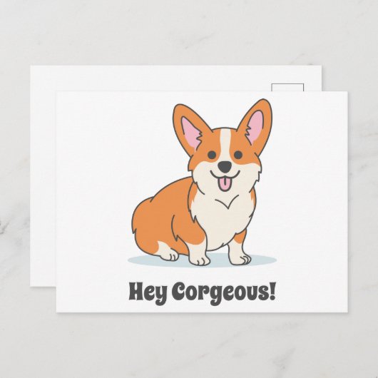 Funny Corgi Puppy - Hey Cornap Briefkaart (Voorkant / Achterkant)