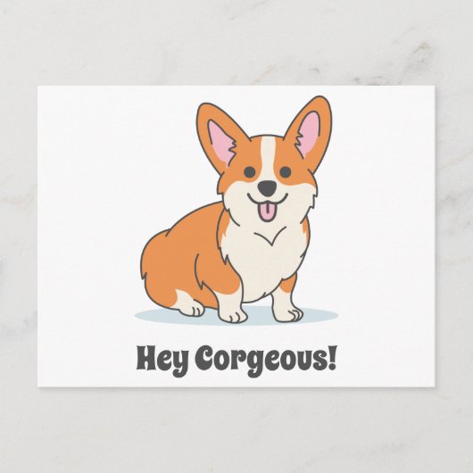 Funny Corgi Puppy - Hey Cornap Briefkaart (Voorkant)