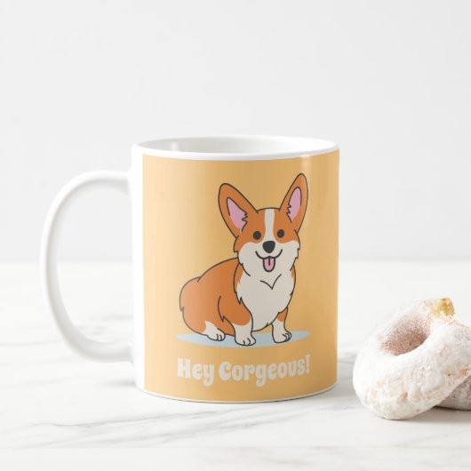 Funny Corgi Puppy - Hey Cornap Koffiemok (Met donut)