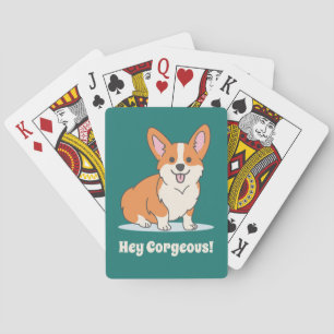 Funny Corgi Puppy - Hey Cornap Pokerkaarten