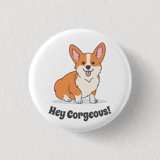 Funny Corgi Puppy - Hey Cornap Ronde Button 3,2 Cm (Voorkant)