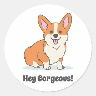 Funny Corgi Puppy - Hey Cornap Ronde Sticker