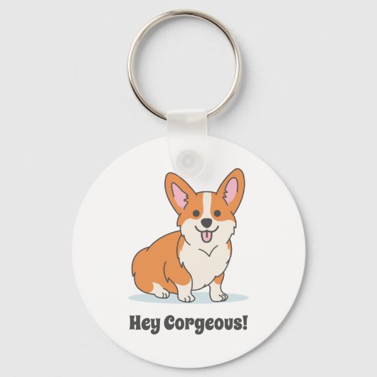 Funny Corgi Puppy - Hey Cornap Sleutelhanger (Voorkant)