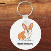 Funny Corgi Puppy - Hey Cornap Sleutelhanger (Voorkant)