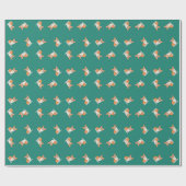 Funny Corgi Puppy in Green Wrapping Paper Cadeaupapier (Vlak)