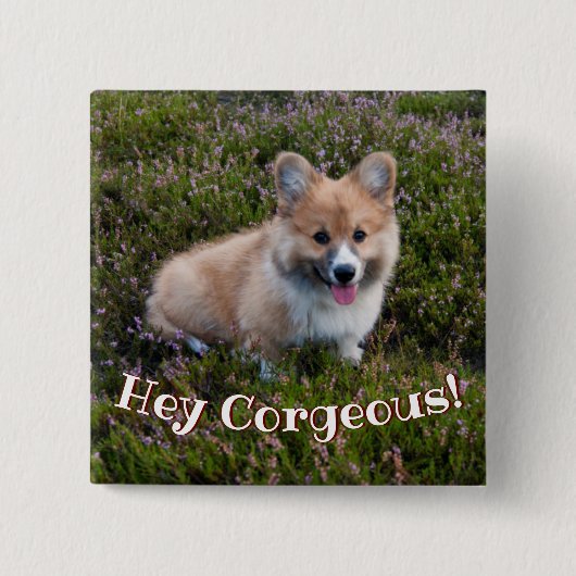 Funny Corgi Puppy Pun Vierkante Button 5,1 Cm (Voorkant)