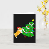 Funny Corgi Pushing Christmas Tree Xmas Dog Mom  Kaart (Gele Bloem)