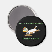 Funny Corgi Rally-o Cartoon Magneet (Voorkant / Achterkant)