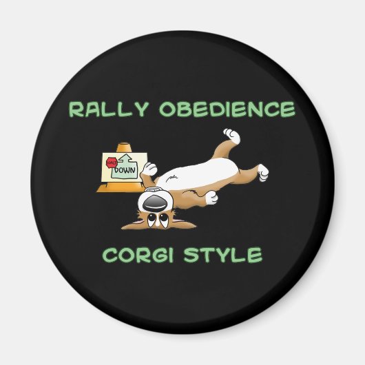 Funny Corgi Rally-o Cartoon Magneet (Voorkant)