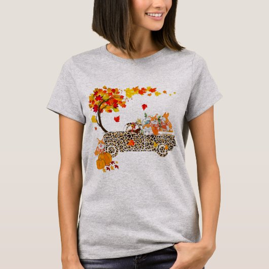 Funny Corgi Riding Leopard Pset Truck T-shirt (Voorkant)