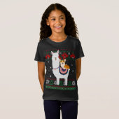 Funny Corgi Riding Llama kerstcadets Corgi Xma T-shirt (Voorkant volledig)
