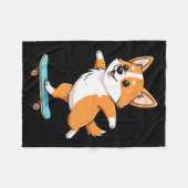 Funny Corgi Skater Skateboard Ballerina Mom Dad Ki Fleece Deken (Voorkant (Horizontaal))