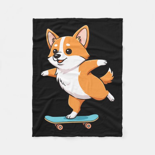 Funny Corgi Skater Skateboard Ballerina Mom Dad Ki Fleece Deken (Voorkant)