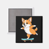 Funny Corgi Skater Skateboard Ballerina Mom Dad Ki Magneet (Voorkant / Achterkant)