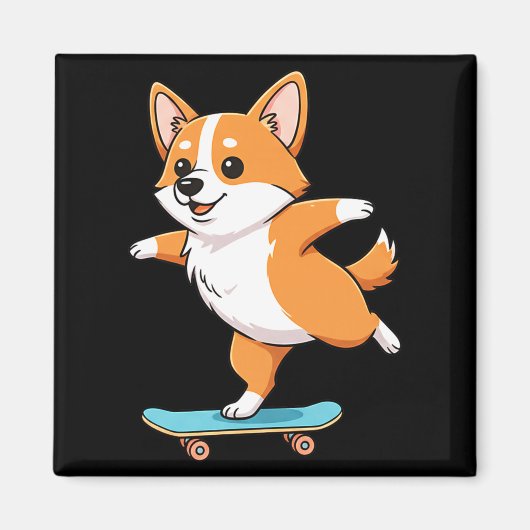 Funny Corgi Skater Skateboard Ballerina Mom Dad Ki Magneet (Voorkant)