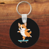 Funny Corgi Skater Skateboard Ballerina Mom Dad Ki Sleutelhanger (Voorkant)