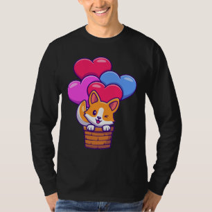 Funny Corgi vliegt met ballonnen T-shirt