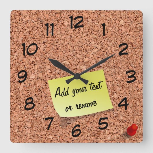 FUNNY Cork Board met  tekst op Post it Vierkante Klok (Voorkant)