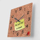 FUNNY Cork Board met  tekst op Post it Vierkante Klok (Hoek)