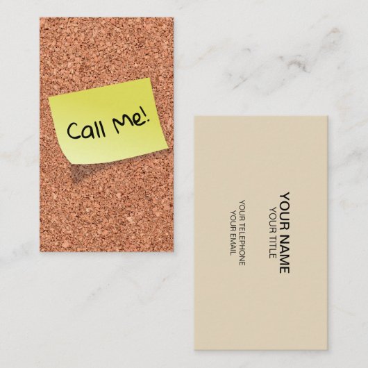 FUNNY Cork Board met  tekst op Post it Visitekaartje (Voorkant / Achterkant)