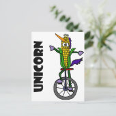 Funny Corn ear Riding Unicycle UNICORN Cartoon Briefkaart (Staand voorkant)