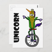 Funny Corn ear Riding Unicycle UNICORN Cartoon Briefkaart (Voorkant / Achterkant)