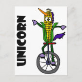 Funny Corn ear Riding Unicycle UNICORN Cartoon Briefkaart (Voorkant)