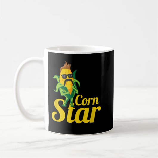 Funny Corn Star Sunglazen Mustache Maize T-Shirt Koffiemok (Links)