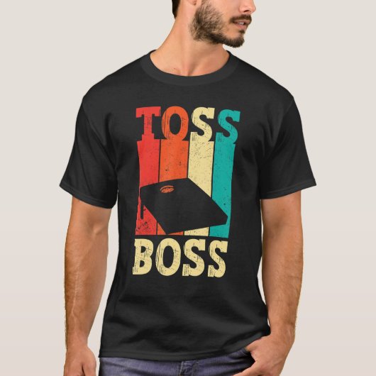 Funny Cornhole Corn Hole Retro Toss Boss T-shirt (Voorkant)