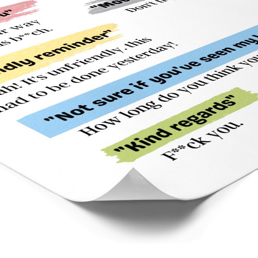 Funny Corporate email lingo Poster (Hoek)