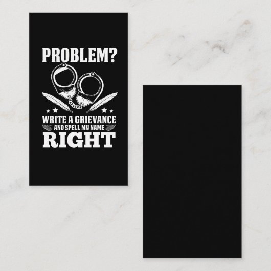 Funny Correction Officer Grievance humor Visitekaartje (Voorkant / Achterkant)