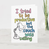 Funny "Couch Was Calling" Productive Work Humor Kaart (Voorkant)