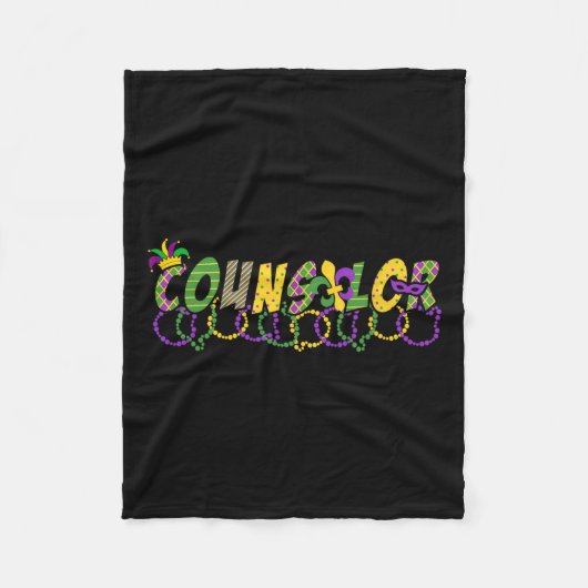 Funny Counselor Mardi Gras Shirt Festivalfeest Ma Fleece Deken (Voorkant)
