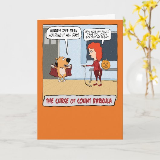 Funny Count Barkula Halloween Kaart (Gele Bloem)