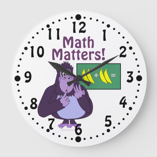 Funny Counting Gorilla Math Matters Custom Clock Grote Klok (Voorkant)