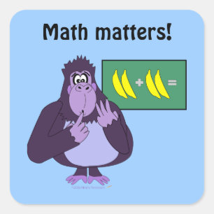 Funny Counting Gorilla Wiskunde Custom Vierkante Sticker