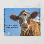 Funny Country Cow With Glasses Rustic Ranch Humor  Feestdagenkaart (Voorkant)