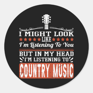 Funny Country Music Lover Westerne country Music Ronde Sticker